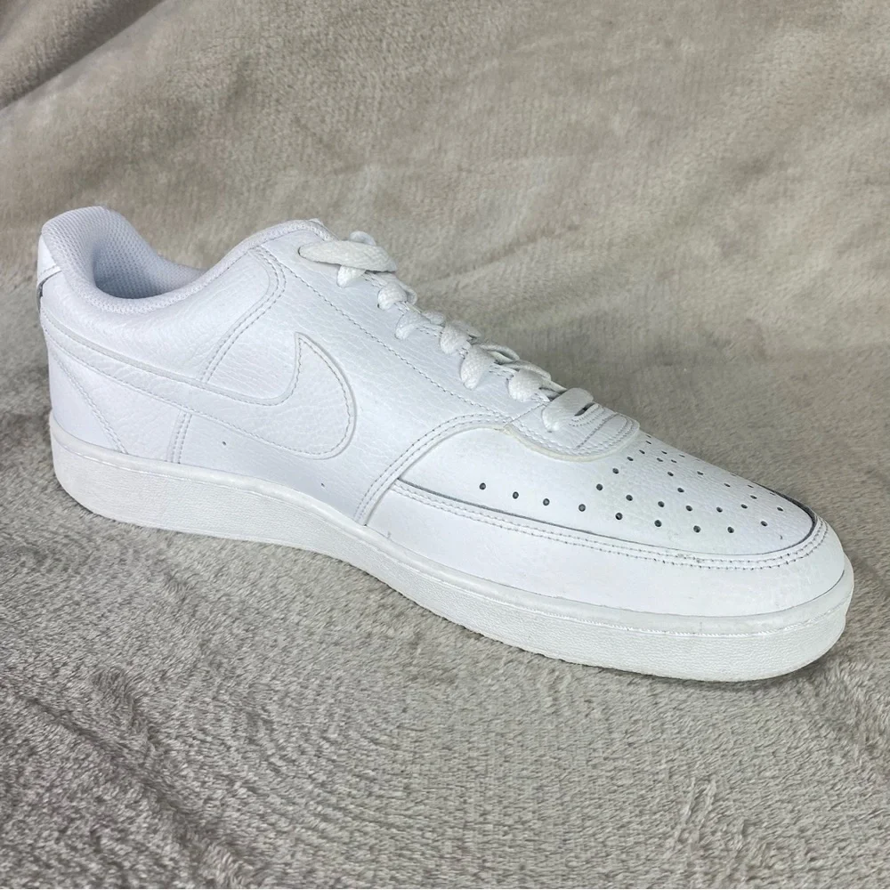 Nike Court Vision Next Nature Mens Sneakers Shoes 11 Triple White Leather NEW - Picture 4 of 10